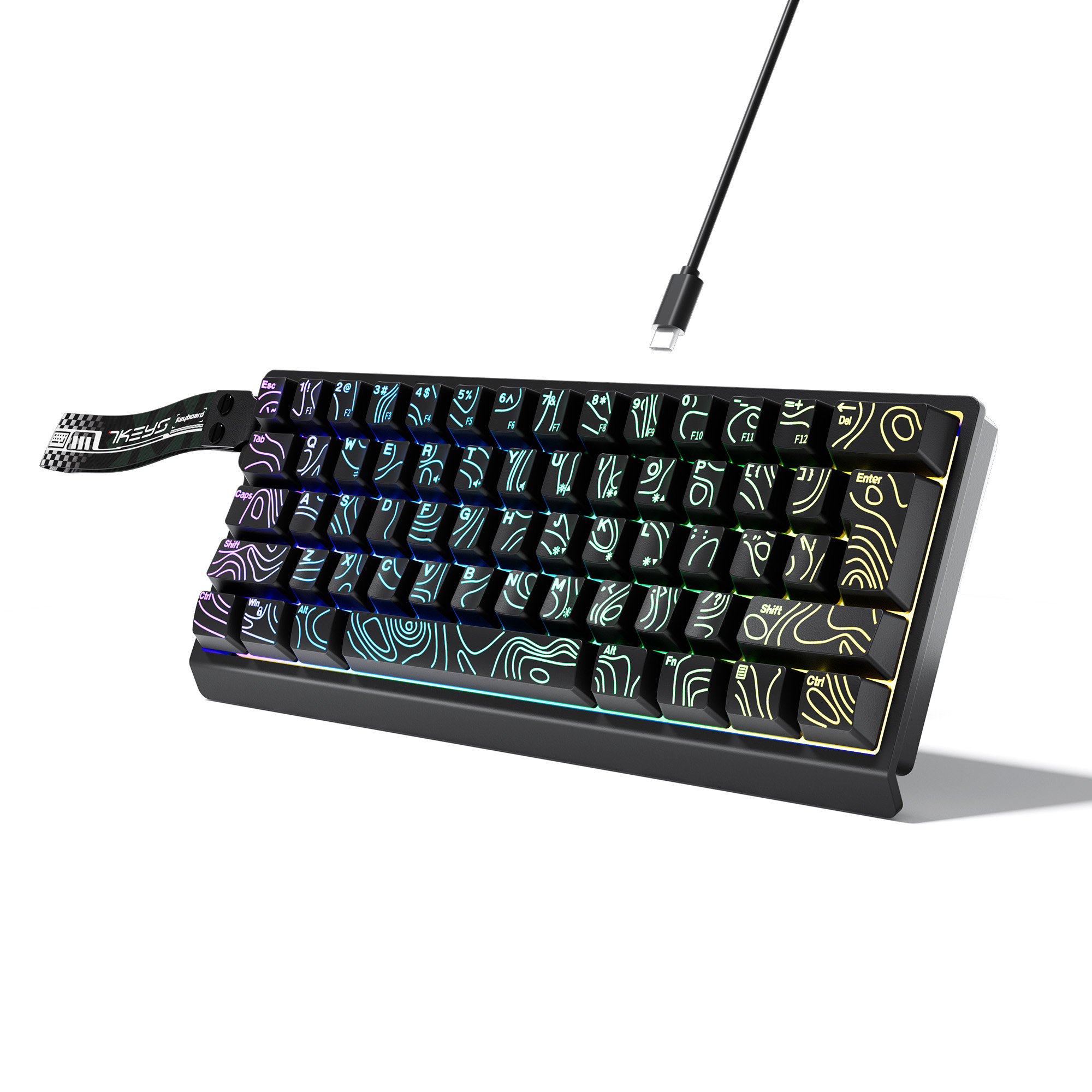 Gaming Keyboard Half - %60 Kompakt Kablolu Klavye, RGB Arka