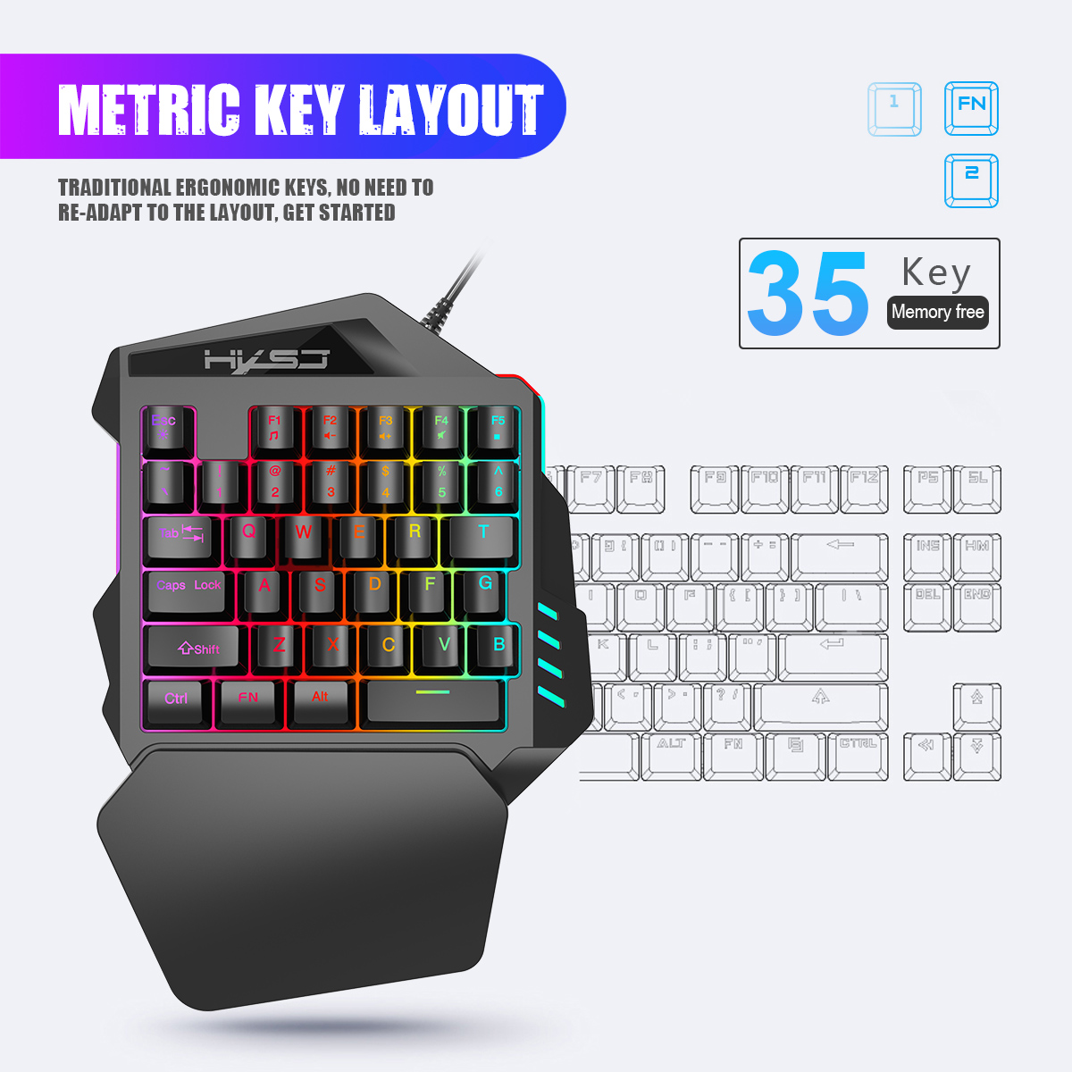 HXSJ V100 V100-2 35 anahtar oy - Gaming Keyboard Half incelemesi ve fiyatı